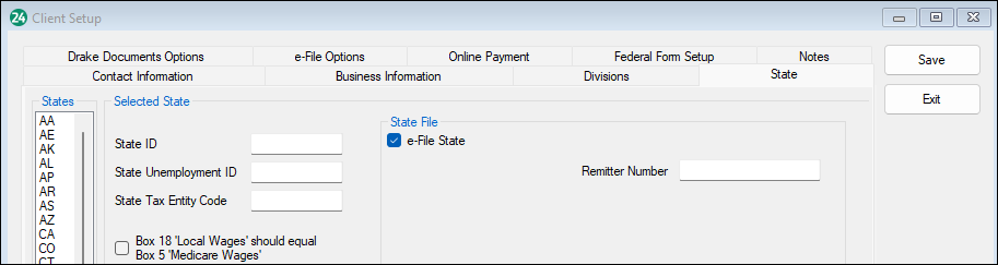 e-File state checkbox